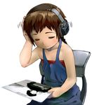  blush cd chair child closed_eyes headphones original satou_toshiyuki sitting smile solo 