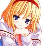  alice_margatroid blonde_hair blue_eyes blush chin_rest hairband looking_at_viewer nrvnqsr666 short_hair smile solo touhou 
