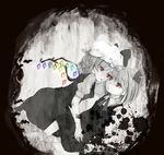  bad_id bad_pixiv_id blood flandre_scarlet momose_sumomo monochrome multiple_girls red_eyes rumia spot_color touhou wings 