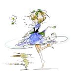  barefoot copyright_request dabosu dancing dog dress flower highres sketch solo twintails 