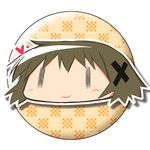  brown_hair checkered hair_ornament hairclip head heart hidamari_sketch lowres misagi_nagu solo wide_face x_hair_ornament yuno |_| 