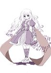  cape dress fuyuko hijiri_byakuren long_hair monochrome purple sketch solo sorcerer's_sutra_scroll touhou 