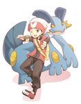  backpack bag beanie gen_3_pokemon hat microphone one_eye_closed pokemon pokemon_(creature) pokemon_special red_eyes ruby_(pokemon) swampert unagi_(kobucha_blaster) 
