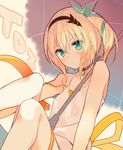  black_choker blonde_hair choker dress edna_(tales) green_eyes hairband looking_at_viewer mayachi_(amuriya) short_hair sitting sketch solo tales_of_(series) tales_of_zestiria umbrella white_dress 