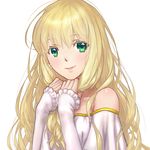  aldnoah.zero asseylum_vers_allusia bare_shoulders blonde_hair colored_eyelashes frilled_sleeves frills green_eyes lilianess long_hair sleeves_past_wrists smile solo upper_body white_background 