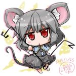  animal_ears chibi dowsing_rod holding looking_at_viewer mouse_ears mouse_tail nazrin noai_nioshi red_eyes short_hair silver_hair solo tail touhou triangle_mouth 