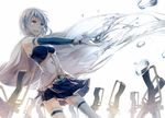  armband blue_eyes blue_hair cape crying crying_with_eyes_open field_of_blades gloves irasuto0719 magical_girl mahou_shoujo_madoka_magica miki_sayaka planted_sword planted_weapon short_hair solo soul_gem sword tears thighhighs water water_drop weapon zettai_ryouiki 