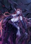  :q bad_id bad_pixiv_id bare_shoulders blue_skin breasts cleavage crossed_legs demon_girl hera_(p&amp;d) highres horns large_breasts long_hair orange_hair pointy_ears puzzle_&amp;_dragons red_eyes solo tail tongue tongue_out very_long_hair zeroshiki_kouichi 