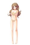  1girl amaane_toba_kanade_to_honeymoon_ai-land barefoot bikini breasts brown_hair erect_nipples feet full_body pink_bikini solo standing swimsuit toba_kanade 