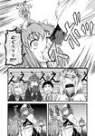  6+girls alice_margatroid alternate_costume alternate_headwear comic doujinshi eating feeding food force_feeding greyscale highres kazami_yuuka monochrome multiple_boys multiple_girls shocked_eyes sweat touhou translated yuzu_momo 