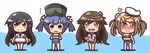  &gt;:) 4girls :d alternate_costume arashio_(kantai_collection) asashio_(kantai_collection) black_eyes black_hair blue_hair blush breast_conscious brown_eyes brown_hair c: chibi cosplay double_bun embarrassed feiton hair_ornament hat highres holding i-168_(kantai_collection) i-168_(kantai_collection)_(cosplay) i-19_(kantai_collection) i-19_(kantai_collection)_(cosplay) i-58_(kantai_collection) i-58_(kantai_collection)_(cosplay) i-8_(kantai_collection) i-8_(kantai_collection)_(cosplay) innertube kantai_collection long_hair looking_at_viewer michishio_(kantai_collection) multiple_girls name_tag ooshio_(kantai_collection) open_mouth school_swimsuit school_uniform serafuku short_hair smile swimsuit swimsuit_under_clothes torpedo twintails v-shaped_eyebrows wavy_mouth 