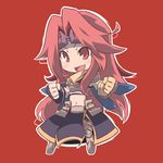  ahoge belt blush chandra_nalaar chibi clenched_hands gloves goggles goggles_on_head hair_intakes long_skirt magic:_the_gathering midriff mutsuki_riichi navel open_mouth red_eyes red_hair skirt smile solo 