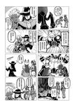  3girls comic evelynn gameplay_mechanics greyscale hat highres league_of_legends long_hair monochrome multiple_boys multiple_girls nam_(valckiry) nasus pointy_ears renekton short_hair translated twisted_fate urgot 