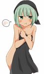  1girl :t artist_request blush covering green_eyes green_hair isis-chan islamic_state_of_iraq_and_the_levant original personification source_request spoken_blush tagme 