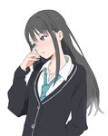  black_hair green_eyes idolmaster idolmaster_cinderella_girls loose_necktie necktie shibuya_rin solo sweater tmku 