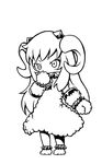  adapted_costume ahoge alternate_costume chibi dr.beeeee greyscale horns kantai_collection long_hair looking_at_viewer mittens monochrome northern_ocean_hime sheep_horns shinkaisei-kan solo 