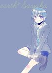  blue_eyes blue_hair casual grin highres hood hoodie jacket mahou_shoujo_madoka_magica miki_sayaka mizuki_(flowerlanguage) short_hair smile solo 