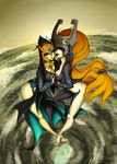  barefoot dual_persona fangs hand_holding hizzacked long_hair midna midna_(true) orange_hair pointy_ears red_eyes selfcest spoilers the_legend_of_zelda the_legend_of_zelda:_twilight_princess tongue twili_midna twilight_princess yuri 