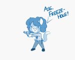 &gt;:3 2018 207:166 aiming anthro belt biped blue_and_white blue_text bottomwear breasts cat_tail chibi clothed clothed_anthro clothed_female clothing countershade_face countershading cute_fangs digital_drawing_(artwork) digital_media_(artwork) dipstick_ears dipstick_tail domestic_cat english_text exclamation_point eyebrow_through_hair eyebrows eyelashes felid feline felis female female_anthro fingers fluffy fluffy_hair footwear front_view full-length_portrait fur gloves_(marking) gun hair handgun holding_gun holding_handgun holding_object holding_revolver holding_weapon jessemg95 mammal markings monochrome multicolored_ears necktie open_:3 pants police police_baton police_officer police_uniform portrait profanity ranged_weapon revolver shoes simple_background simple_eyes sketch solo standing tail tail_markings text threatening three-quarter_view topwear translucent translucent_hair uniform weapon whiskers white_background