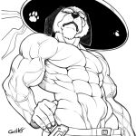 abs absurd_res anthro biceps clothing duke_dogstorm grillo hat headgear headwear hi_res male muscular muscular_male obliques one_piece pecs pose solo triceps vein