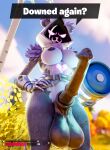 3d_(artwork) :3 abs absurd_res ambiguous_gender animal_genitalia animal_penis anthro athletic balls bear belt big_balls big_breasts big_penis breasts chug_jug clothing digital_media_(artwork) duo epic_games equine_genitalia equine_penis first_person_view fortnite fur genitals gynomorph handwear hi_res intersex looking_at_viewer looking_down looking_down_at_viewer mammal muscular penis purple_body purple_clothing purple_eyes purple_fur raven_team_leader reaching reaching_out sheath solo speech_bubble text thick_thighs watermark wide_hips zushou