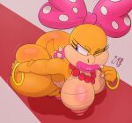 2023 absurd_res accessory anthro big_breasts big_butt bow_(feature) bow_ribbon breasts butt butt_grab butt_jiggle clothing digital_media_(artwork) female hair_accessory hair_bow hair_ribbon hand_on_butt hi_res jewelry jiggling koopa koopaling lips mario_bros motion_lines nintendo non-mammal_breasts one_eye_closed ribbons scalie solo wendy_o._koopa wink zetamath