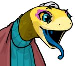 ambiguous_gender anthro clothing female happy lizard lostwisdom low_res pogchamp reptile scalie skink solo sweater topwear yellow_body