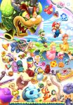  3girls 4boys :d :o absurdres anglefish_(mario) arm_up armad_(mario) arms_up artist_name bandages bandana bird black_headwear blewbird blonde_hair blue_eyes blue_overalls blue_pants blue_sky blue_toad_(mario) blue_vest blush bowser bowser_jr. brothers brown_footwear brown_hair bubble bubble_flower bulrush_(mario) castle_bowser claws clenched_hands clenched_teeth cloud commentary condart crown day door dress drill_mushroom earrings elbow_gloves elephant_fruit english_commentary erin_(mario) facial_hair fish flower flower_earrings gloves gnawsher green_headwear green_shirt grin hair_between_eyes hanabihei hat helmet highres holding holding_sack hoppo_(mario) hoppycat horns hot-hot_rock houhou_(mario) jewelry jumping konk_(mario) long_hair long_sleeves luigi maribou_(supermaribou) mario mario_(series) medium_hair mini_crown missile missile_meg morocon moving_door_(mario) multiple_boys multiple_girls mumsie mustache nabbit open_mouth orange_dress outmaway_(mario) overalls pants pink_dress poplin_(mario) prince_florian princess_daisy princess_peach puffy_short_sleeves puffy_sleeves raised_eyebrows red_headwear red_shirt riding rrrumba running sack scared sharp_teeth shirt shoes short_hair short_sleeves shova siblings skedaddler sky smackerel smile smogrin solid_oval_eyes spikes sproing_(mario) sugarstar_(mario) super_mario_bros._wonder talking_flower_(mario) teeth toad_(mario) toadette triangle_mouth twitter_username upper_teeth_only v-shaped_eyebrows vest warp_pipe white_bandana white_eyes white_gloves wings wonder_bowser_jr. wonder_flower wonder_seed wubba_(mario) yellow_eyes yellow_toad_(mario) yellow_vest yoshi 