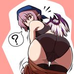  ? ass bird_wings cameltoe changing_clothes from_behind looking_back midori_niku mystia_lorelei okamisty pink_eyes pink_hair solo spoken_question_mark thighhighs thighs touhou wings 