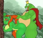 alligator alligatorid anthro anthro_on_anthro big_breasts breasts cape claws clothing crocodilian crown doggystyle donkey_kong_(series) duo fangs female female_penetrated from_behind_position green_body hair headgear king_k._rool looking_pleasured lunis1992 male male/female male_penetrating male_penetrating_female mature_male musclegut muscular muscular_anthro muscular_male nintendo nude open_mouth open_smile orange_hair penetration penile penile_penetration red_eyes reptile scalie sex smile tail teeth thick_thighs tongue tongue_out