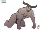2_horns bulge clothed clothing dragon_age garvan horn humanoid humanoid_pointy_ears iron_bull male muscular muscular_humanoid muscular_male qunari solo underwear underwear_only