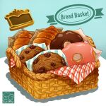  basket bread chocolate_chip_cookie cookie doughnut food food_focus highres no_humans original pastry picnic_basket still_life yuki00yo 
