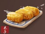  brown_background food food_focus highres kaneko_ryou no_humans original simple_background still_life tray 