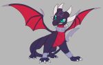 2019 3_toes activision angry blue_eyes bracelet claws collar cynder dragon feet female feral full-length_portrait grey_background horn jewelry kaijufluffs membrane_(anatomy) membranous_wings multicolored_body portrait purple_body purple_scales quadruped red_body scales scalie simple_background solo spyro_the_dragon tail toe_claws toes two_tone_body white_claws white_horn wings