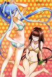  :d :o absurdres aoki_hagane_no_arpeggio aqua_bikini arched_back arm_support arm_up armpits ass back bangs barefoot bikini blue_eyes blue_hair blunt_bangs body_blush breasts brown_hair cleavage collarbone dimples_of_venus feet flat_ass floating_hair glasses gradient gradient_background hair_between_eyes hair_intakes hair_rings hand_on_ass hand_on_own_stomach hiei_(aoki_hagane_no_arpeggio) high_ponytail highres hips kneepits lace lace-trimmed_bikini legs long_hair looking_at_viewer looking_back low_ponytail medium_breasts megami mole mole_under_mouth morita_kazuaki multiple_girls navel non-web_source official_art open_mouth orange_bikini orange_eyes parted_lips personification polka_dot polka_dot_background ponytail red-framed_eyewear scan shiny shiny_skin side-tie_bikini sidelocks sitting skindentation slender_waist smile standing string_bikini striped striped_bikini swimsuit takao_(aoki_hagane_no_arpeggio) thigh_gap twisted_torso very_long_hair wariza 