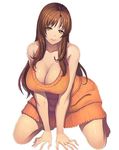  1girl breasts brown_hair cleavage dmm large_breasts long_hair milf ooseru othel_(hatimorris) otoko_no_itadaki solo tachikawa_shino yellow_eyes 