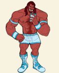 bottomwear clothing hair humanoid male mirror_selfie muscular muscular_male orc red_body red_hair red_skin rickleone selfie shorts