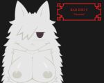 big_breasts blush breasts crab_art_studio felid feline female front_view fur hair hi_res humanoid looking_at_viewer mammal mogeko mogeko_castle nipples nude simple_background solo text yonaka_kurai