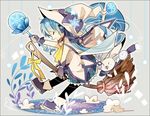  broom broom_riding bunny closed_eyes fingerless_gloves fuuko_(2679566944) gloves hat hatsune_miku long_hair magic_circle open_mouth pantyhose riding snowflakes suki!_yuki!_maji_magic_(vocaloid) vocaloid wand witch_hat yuki_miku yukine_(vocaloid) 