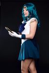  1girl bishoujo_senshi_sailor_moon blue_hair circlet cosplay gloves kaiou_michiru nocturnalice photo pleated_skirt sailor_neptune skirt super_sailor_neptune 