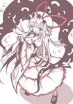  blush gap hat hat_ribbon long_hair one_eye_closed red_eyes ribbon rondo_umigame solo spot_color tabard touhou wide_sleeves yakumo_yukari 