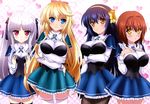  absolute_duo absurdres black_legwear blonde_hair blue_eyes blue_hair blush breast_envy breast_hold breast_suppress breasts brown_eyes brown_hair hair_ribbon hairband hands_on_own_chest highres hotaka_miyabi kouryou_academy_uniform large_breasts lilith_bristol multiple_girls non-web_source nyantype official_art pantyhose red_eyes ribbon school_uniform sidelocks silver_hair small_breasts smile tachibana_tomoe_(absolute_duo) thighhighs two_side_up white_legwear yellow_eyes yurie_sigtuna zettai_ryouiki 