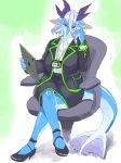  1girl dragon furry green_eyes kame_(3t) long_hair smile solo white_hair 