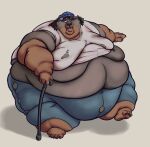 absurd_res anthro belly_overhang cane canid canine canis clothing dewlap_(anatomy) domestic_dog double_chin fat_rolls female hi_res huge_belly mammal mastiff molosser morbidly_obese morbidly_obese_female obese obese_female overweight overweight_female rosie_(crustypelican3) rottweiler solo thick_thighs torjen torn_clothing waddle