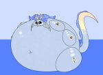 air_inflation anthro belly big_belly hi_res horn humanoid hyper hyper_belly hyper_inflation inflation male multi_arm multi_limb multicolored_body scalie solo spherical_inflation unknown_artist