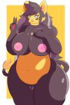 2:3 absurd_res anthro big_breasts breasts chillyspicky female fur generation_4_pokemon hi_res huge_breasts luxray mammal nintendo nipples overweight overweight_female pokemon pokemon_(species) shiny_pokemon solo thick_thighs wide_hips