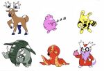  :d black_eyes claws closed_eyes delibird donphan elekid holding igglybuff music musical_note no_humans octillery open_mouth pokemon pokemon_(creature) simple_background singing smile standing stantler tusks tyako_089 u_u white_background 
