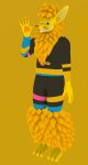 3d_(artwork) absurd_res anthro clothed clothing digital_media_(artwork) gesture hi_res male one_eye_closed sillynim smile smiling_at_viewer snudge snudgley solo teeth teeth_showing waving wink yellow_body