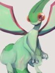 1boy animal_focus anus blush butter_(oshi8kyoumoh) claws cloaca commentary_request dragon embarrassed flygon grey_background half-closed_eyes looking_at_viewer male_focus no_humans open_mouth pokemon pokemon_(creature) raised_eyebrows red_eyes simple_background solo uncensored 