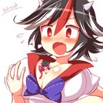  alternate_breast_size bad_id bad_pixiv_id banned_artist between_breasts black_hair blush bowl breast_hold breasts cleavage flying_sweatdrops hand_on_own_chest hat kijin_seija kisaragi_zwei large_breasts minigirl multicolored_hair multiple_girls open_mouth person_between_breasts purple_hair red_eyes streaked_hair sukuna_shinmyoumaru touhou 